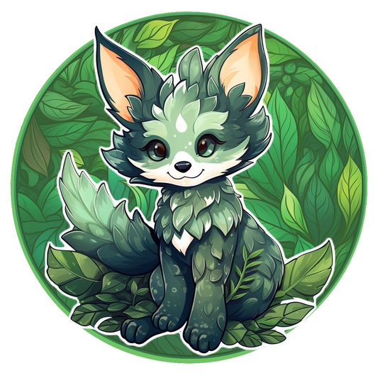 Leaf Fox Sticker - Elemental Foxes Series