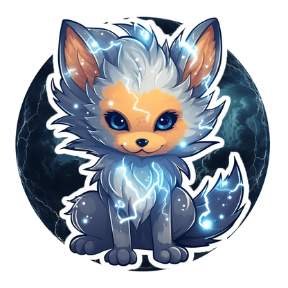 Lightning Fox Sticker - Elemental Foxes Series